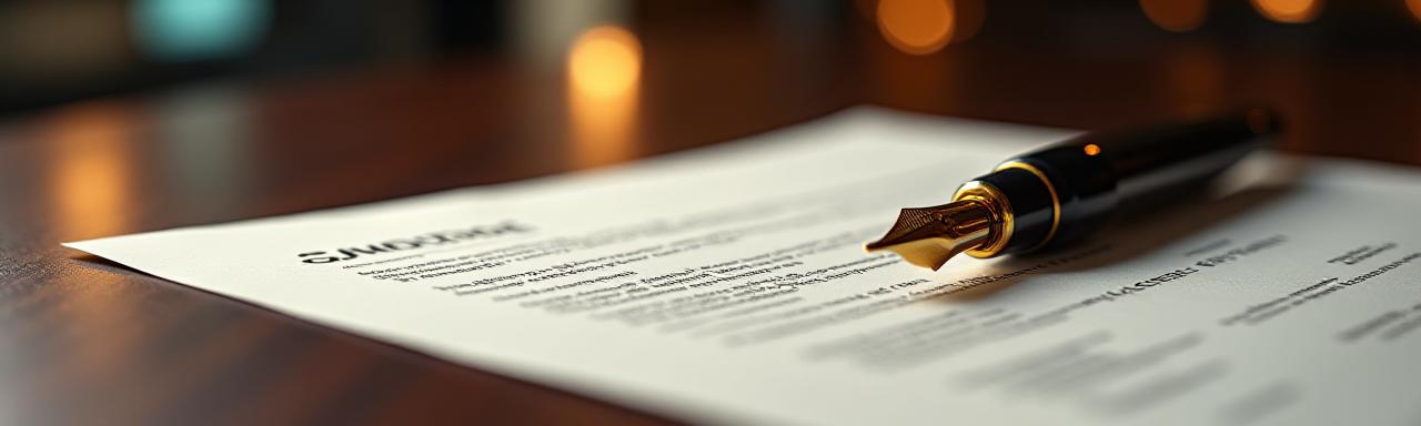 Close up of a legal logistics contract and fountain pen