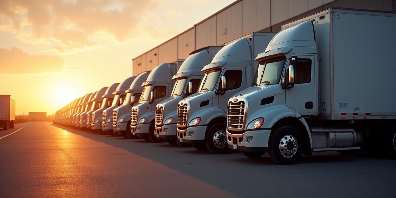 Modern logistics fleet of trucks in El Paso